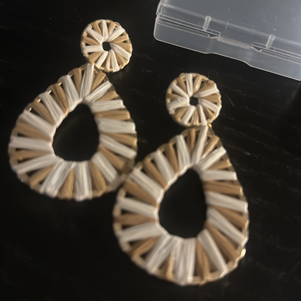 New tan and white the weaved earrings